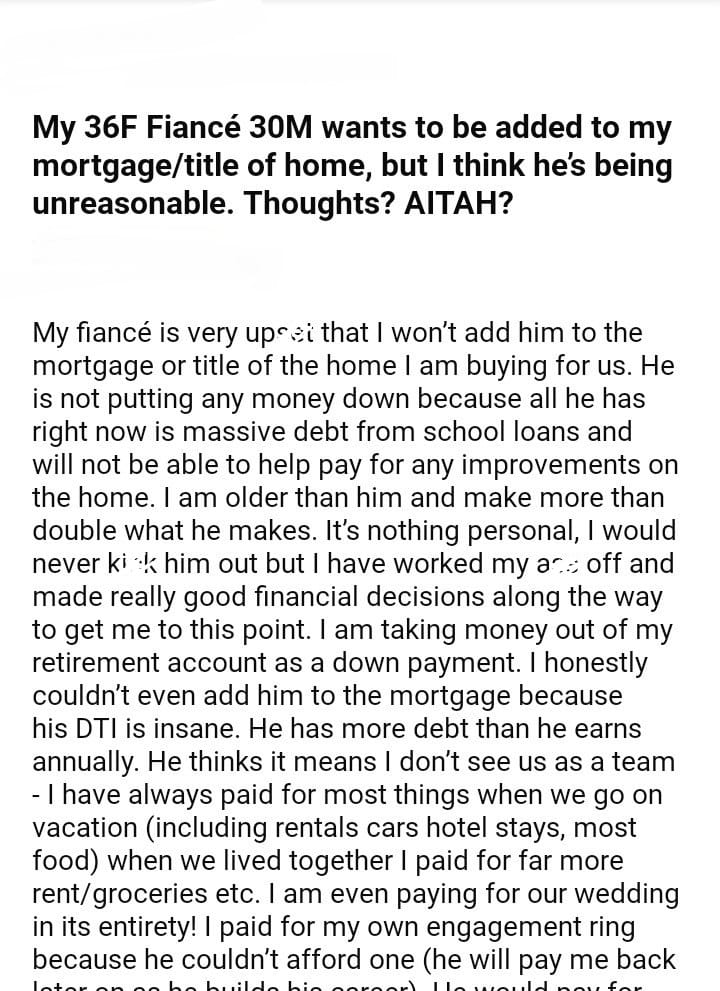 AITAH? My 36F Fiancé 30M to be added – DJOTD.com